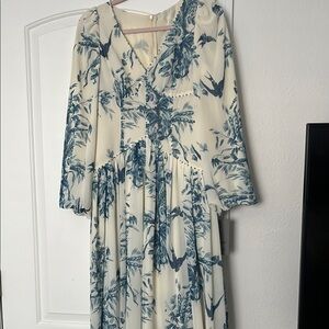 Blue and White Floral Dress